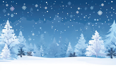 Christmas background,Winter background,Fairy lights Christmas tree,Winter and christmas landscape with snow and trees.