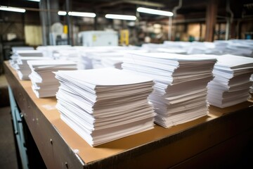 unused sheets of paper in the bin during coffee-table book production