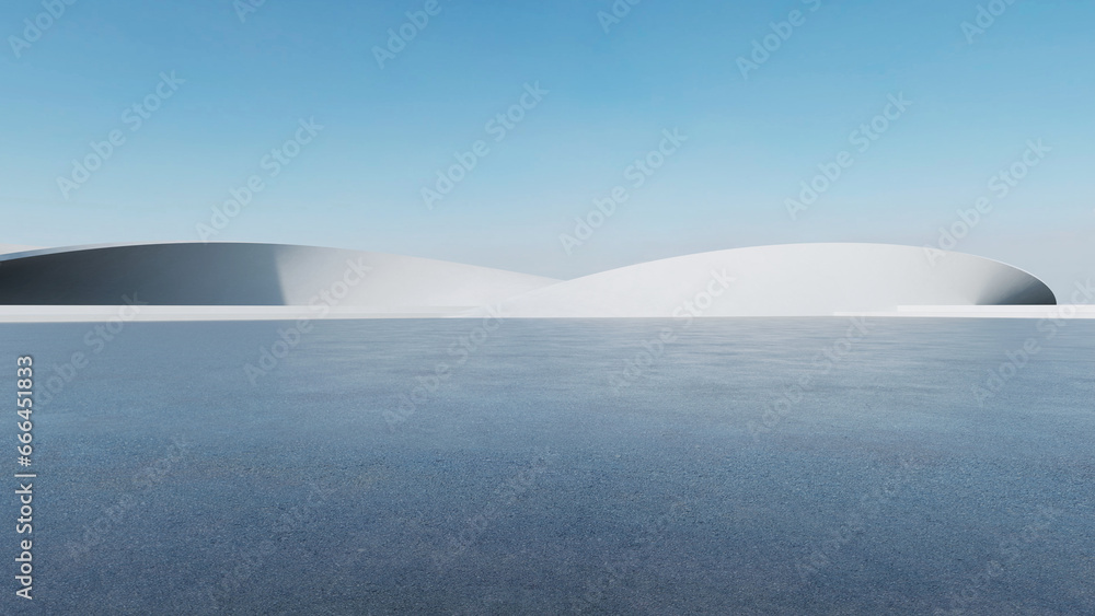 Leinwandbilder 3d render of abstract futuristic architecture with empty concrete floor. scene for car presentation.