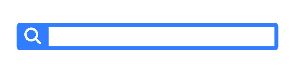 Blue search bar icon. Internet search box. Vector.
