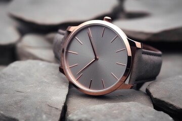 minimal yet luxurious thin watch on concrete background