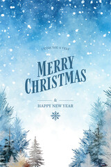 Merry Christmas and Happy New Year greeting card. Vector illustration.