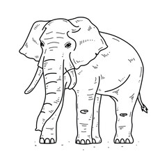 Hand drawn elephant outline illustration