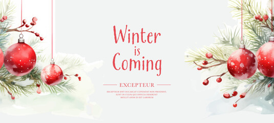 Merry Christmas and Happy New Year greeting card. Vector illustration.