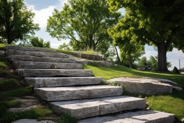Fototapeta premium outdoor natural stone steps doubling as workout stairs