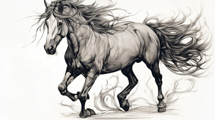 Horse illustration hand drawn