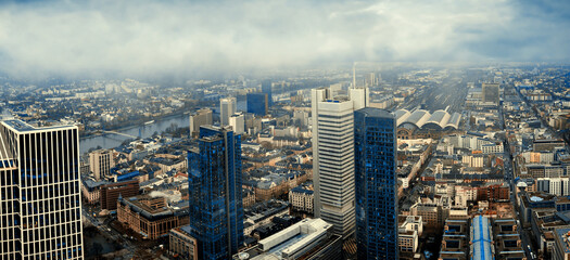 aerial photography of the panorama of Frankfurt Mine Germany - obrazy, fototapety, plakaty