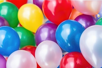 close-up of helium balloons in various colors