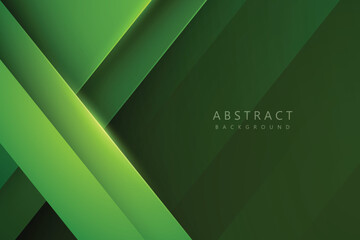 realistic green gradient paper cut abstract background with light effects