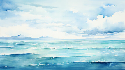 Fototapeta na wymiar Illustration of a sea in watercolor.
