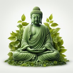 Green Bodhi Leaf Buddha , Hd , On White Background 