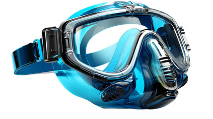 Blue Snorkel and Mask Isolated on Transparent or White Background, PNG