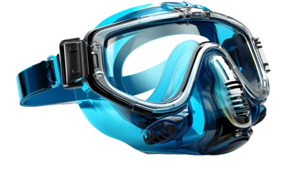 Fotobehang Blue Snorkel and Mask Isolated on Transparent or White Background, PNG © B