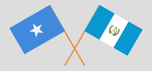 Crossed flags of Somalia and Guatemala. Official colors. Correct proportion