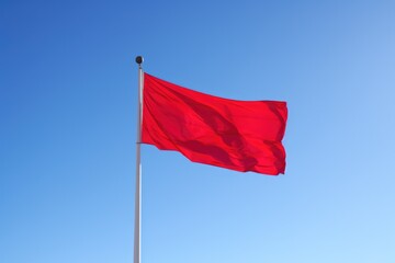 Naklejka na ściany i meble red flag fluttering against a clear blue sky