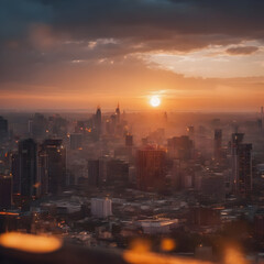 Fototapeta premium sunset over the city