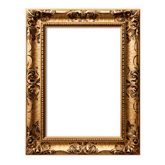 Ornate Picture Frame Isolated on Transparent or White Background, PNG
