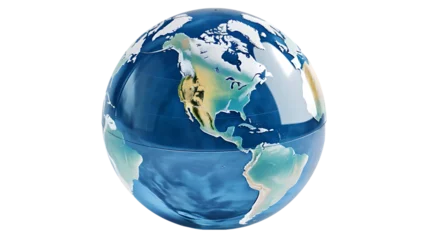 Fotobehang Globe with North America Isolated on Transparent or White Background, PNG © B