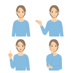 色々なポーズと表情の女性の上半身セット