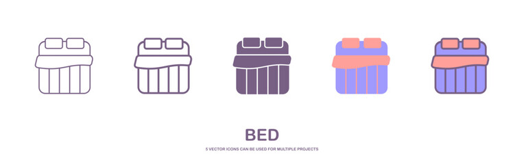 set of bed icons. sign design illustration. isolated on white background.