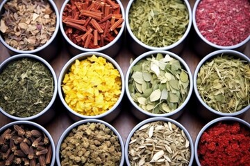 top view of herbal tea assortment in a round box