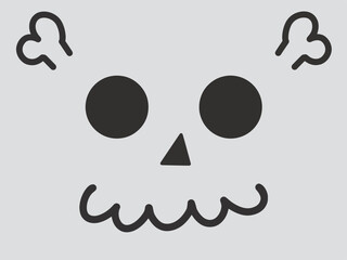 Happy halloween cute skeleton face wallpaper background vector illustration. Hand drawing. White skeleton with smile.