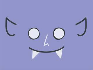 Happy halloween cute vampire face wallpaper background vector illustration. Hand drawing. Vampire with smile.