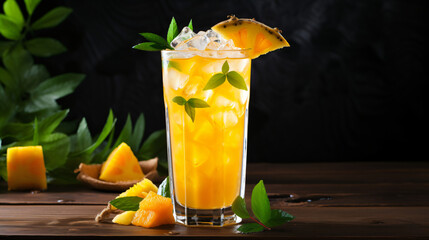 Cocktail made with vodka mango pineapple juice - obrazy, fototapety, plakaty