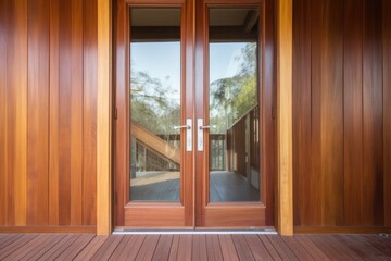 closed wooden door of vacation rental home