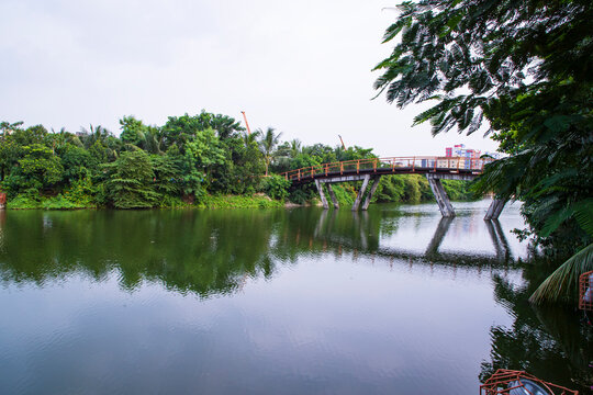 Beautiful Landscape view of Rasel Park Lake in Narayanganj City, Bangladesh