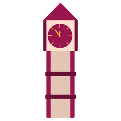 Clock Tower Flat Vector Illustration 