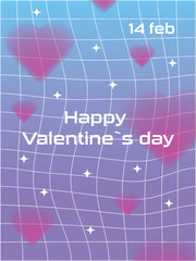 Valentine's Day greeting card or poster in 2000s style. Trendy minimalist aesthetic. Vector illustration