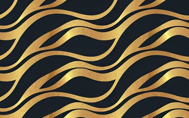 Golden wavy lines pattern background with Generative AI.