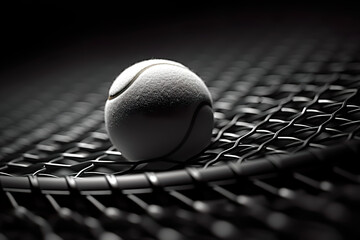 Tennis ball closeup motivational dark photo
