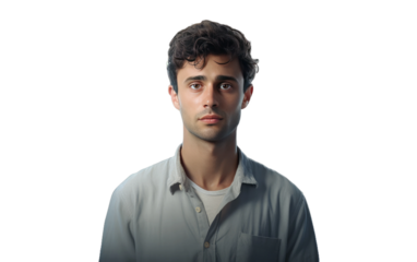 Customer Service At Grocery Store Employee Realistic Portrait on White or PNG Transparent Background.