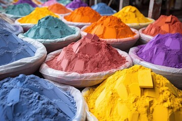 piles of colored cement powder ready to mix