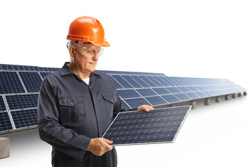 Engineer checking a solar panel