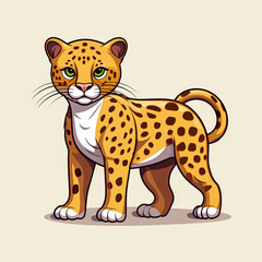 2d cute cartoon jackel animal, 2d cartoon with sharp outlines on White Background