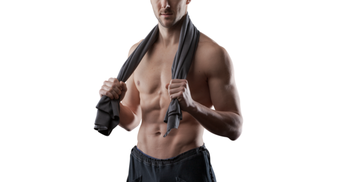 Athletic shirtless man showing off his muscular body