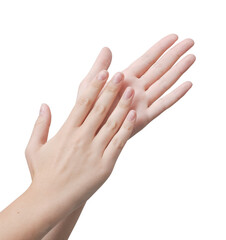 Young woman clapping hands isolated