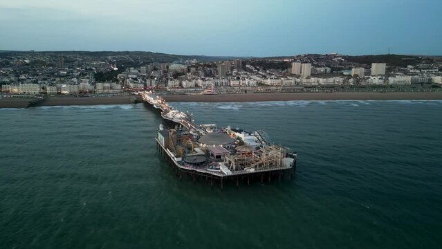 Brighton Pier Aerial Drone shot turning to the right