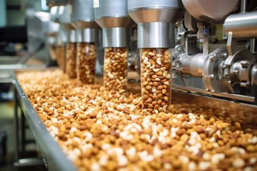 Fotobehang snack food production: cans being filled with nuts © Alfazet Chronicles