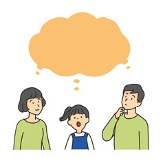 何かを考える家族