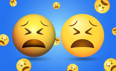 Fototapeta premium 2D and 3D Vector Distraught Face Emoji Illustration