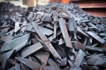 close-up of pile of raw iron pieces to be forged
