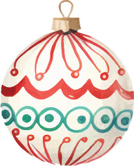 Childishly drawn cute watercolor christmas balls on white background