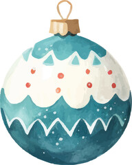Childishly drawn cute watercolor christmas balls on white background