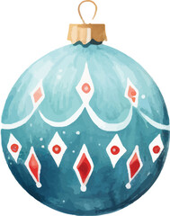 Childishly drawn cute watercolor christmas balls on white background