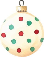 Childishly drawn cute watercolor christmas balls on white background