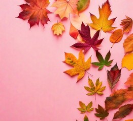 Naklejka na ściany i meble Autumn Leaves Pink Background